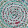 Margo 20 inch Wide Round Pouf in Multi-Green Handwoven Jute and Cotton