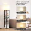 Floor Lamp with Shelves, Modern Square Standing Lamp with 3 Color Temperature Bulb Black