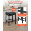 Bar Stool Set of 2, PU Leather Counter Height Stools, 25 inch Barstool with Saddle-Seat and Metal Legs, Easy Assembly Backless Bar Chair