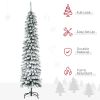 6' Tall Unlit Snow Flocked Artificial Christmas Tree, Slim Pencil Xmas Tree with Realistic Branches and 395 Tips, Green