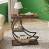 Industrial Style Folding Coffee Table - Half-Moon Metal Frame Console Table Vintage Look Home Decor