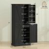 72" Tall Kitchen Pantry Cabinet, Farmhouse Storage Cabinet with 8 Door Racks and Adjustable Shelves, Black