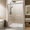 60" W x 72" H Chrome Aluminum Frame Double Sliding Shower Door with 1/4" (6mm) Nano-Coated Clear Tempered Glass and Dual Stainless Steel Handles