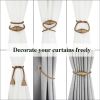 2 Pack Magnetic Curtain Tiebacks Rope Modern Handmade Curtain Tie Backs Decorative Drapes Weave Holdbacks for Window DÃƒÂ©cor, Khaki