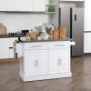 Portable Kitchen Cart, White, Rolling Island with Stainless Steel Top, Towel & Spice Rack