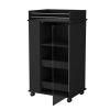 Glass Door Bar Cart with Bottle Holder and Casters Wenge