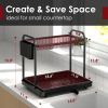 2-Tier Stainless Steel Dish Racks, Dish Drainer for Kitchen Counter, Black