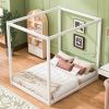 Queen Size Canopy Platform Bed with Support Legs,White