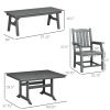 Outsunny 6 Pieces Patio Dining Set, 6 Seater Outdoor Table and Chairs Loveseat with Umbrella Hole, Cushions, for Poolside, Backyard, Dark Gray