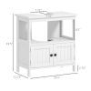 kleankin Pedestal Under Sink Cabinet Double Doors Modern Vanity Storage Unit Shelves White