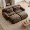 80''Soft Plush Fabric,Boneless Sofa,No Assembly Required,Bottom Anti-Slip Design With Chaise,Deep Seat Design