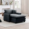 Single Deep Seat Sofa With Footstool With One Pillow, Suitable for Living Room and Bedroom, Club Multiple Occasions,Grey Corduroy