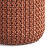 Wynne 18 inch Wide Round Knitted Pouf in Orange PET Polyester