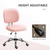Vinsetto Cute Armless Office Chair, Teddy Fleece Fabric Computer Desk Chair, Vanity Task Chair with Adjustable Height, Swivel Wheels, Mid Back, Pink