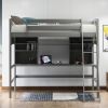 Twin size Loft Bed with Storage Shelves, Desk and Ladder, Gray(OLD SKU :LP000140EAA)