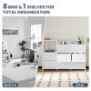8 Drawer Dresser TV Stand, with Power Outlets and Open Shelves, for Bedroom and Living Room, White