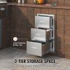 Outdoor Kitchen Drawers 16" W x 28.5" H x 20.5" D, Flush Mount Triple Access BBQ Drawers Stainless Steel with Handle
