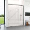 56"-60"W*72" H Semi-Frameless Double Sliding Shower Door, Bypass Shower Door, 1/4" (6mm) Thick SGCC Tempered Glass Door, Chrome