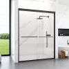 56"-60"W*72" H Semi-Frameless Double Sliding Shower Door, Bypass Shower Door, 1/4" (6mm) Thick SGCC Tempered Glass Door, Matte Black