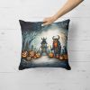Krampus The Christmas Demon Spooky Halloween Throw Pillow Machine Washable, Indoor Outdoor Decorative Pillow for Couch, Bed or Patio, 18Hx18W