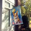 Corgi Happy Birthday House Flag Large Porch Sleeve Pole Decorative Outside Yard Banner Artwork Wall Hanging, Polyester, House Size, Multicolor