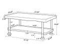 Live Edge Wood Coffee Table 47 Inch with Storage Shelf Rustic Natural Wood Top Console Table for Living Room