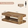 Coffee Table, Farmhouse 2-Tier Tea Cocktail Table with Storage