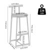 Wooden Round Bar Stools Set of 3 with Footrest 27 Inch Counter Height MDF Seat and Black Metal Frame for Kitchen Island Dining