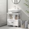 kleankin Pedestal Under Sink Cabinet Double Doors Modern Vanity Storage Unit Shelves White