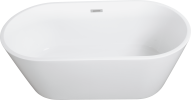 Luxury Glossy White Acrylic Freestanding Soaking Bathtub with Chrome Overflow and Drain, cUPC Certified - 63*31.1 22A02-63