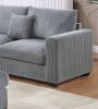 L-Sectional Sofa Corduroy Fog Color LAF And RAF Loveseats Corner Wedge Ottoman 4pcs Sectional Set Couch Living Room Furniture