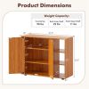 Adjustable Shelf Shoe Cabinet, 2-Door Enclosed + 3-Tier Open Storage Organizer for Entryway-Natural
