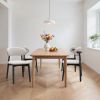 Linen Grey Cotton-Linen Fabric Upholstered Dining Chair with Black Solid Wood Legs, Armless Chair Set of 2 for Kitchen, Restaurant, Living