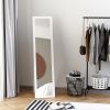 Full-Size White Mirror, Floor Standing or Wall-Mounted, Rectangle, for Bedroom, Living Room
