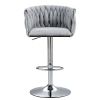 360Ã‚Â° Fabric cover Swivel Bar Stools Set of 2, Adjustable Counter Height Bar Chairs with Woven Back & Footrest