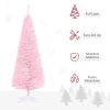 HOMCOM 5' Artificial Pencil Christmas Tree, Slim Xmas Tree with 294 Realistic Branch Tips and Plastic Stand, Pink