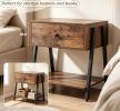 Industrial Style Nightstand Set of 2 with Adjustable Foot Pads for Bedroom Furniture Night Stands