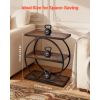 End Table, 3-Tier Narrow Side Table with Open Storage Shelves, Modern Nightstand Bedside Desk with Round Metal Frame