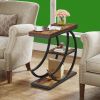 Industrial Style Folding Coffee Table - Half-Moon Metal Frame Console Table Vintage Look Home Decor