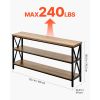 Narrow Console Sofa Table, 55.1 inches Behind Couch Table, 3-Tier Long Entryway Table and Skinny Hallway Table, Narrow Sofa Table with Metal Frame