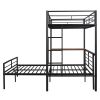 Twin Over Full Metal Bunk Bed with Desk, Ladder and Quality Slats for Bedroom, Metallic Black(OLD SKU :LP000092AAB)