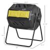 Outsunny Compost Tumbler Bin Outdoor 360Â°Dual Chamber Rotating Composter 43 Gallon Yellow Black for Patio Garden Waste