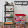 4-Shelf Black Plastic Storage Shelf, 22" W x 14" D x 47" H, Holds up to 200 lb Total Capacity