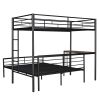 Twin Over Full Metal Bunk Bed with Desk, Ladder and Quality Slats for Bedroom, Metallic Black(OLD SKU :LP000092AAB)