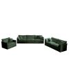 Modern Sofa Couch, 3 Piece Set Extra Deep Seat Sectional Sofa for Living Room, Oversized Sofa, 3 Seat Sofa, Loveseat and Single Sofa, Green Chenille