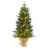 3 Feet Mini Pre-Lit Artificial Christmas Tree Tabletop Xmas Tree with Burlap Base