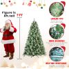 7FT Hinged Artificial Christmas Tree with 1348 PVC Tips, Xmas Tree with Foldable Metal Base for Holiday Decor, Green