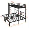 Detachable Metal Triple Bunk Bed, Top Bunk Fits Twin XL Mattress, Lower Bunks for Standard Twin Mattress, Noise-Free Frame for Bedroom Dorm Guest Room