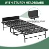 75" * 38" Folding Bed with Adjustable Headboard, 5" Memory Foam Rollaway Bed for Tall People, Heavy-Duty Portable Guest Bed on Wheels