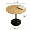 (Natural Wood Color) Round Table, âˆ…31.5'' Modern Dining Table, Dining Table,MDF Top and Steel Base Tulip Round Kitchen Table,Kitchen Table